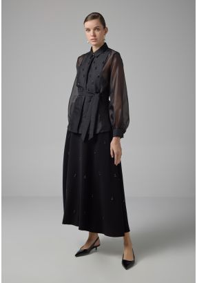 Solid Crystal Embellished Skirt