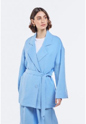 Crinkled Solid Belted Kimono