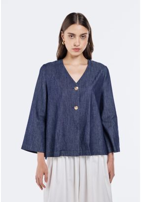 V-Neck Denim Shirt