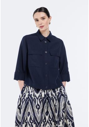 Solid Drawstring Hem Shirt