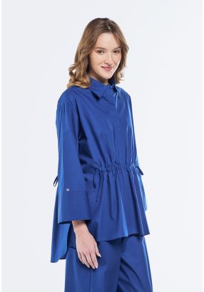 Drawstring Waist Button Up Blouse