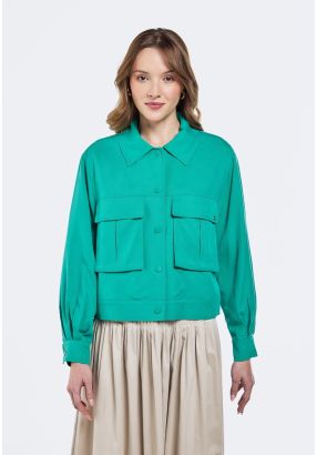 Flap Pockets Cropped Jacket