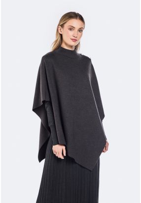 Knitted Asymmetrical Hem Poncho