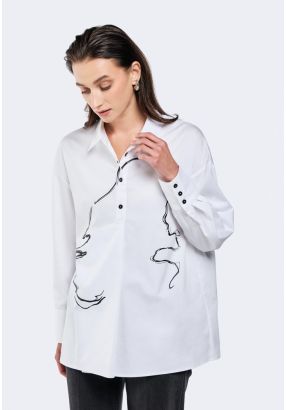 Printed Half-Button Shirt