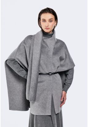 Poncho with Draped Collar