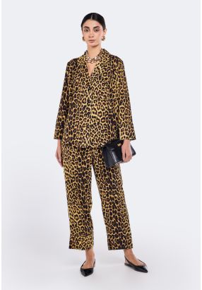 Leopard Print Straight Cut Trousers