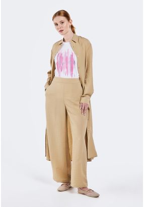 Straight Cut Crinkled Trousers