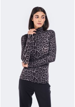 High Neck Printed Top