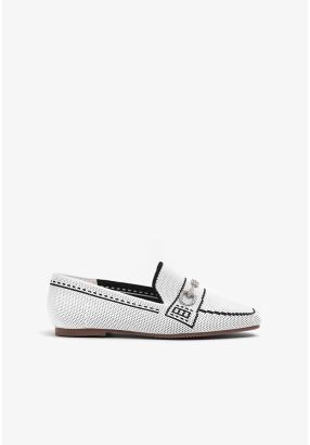 Horseshoe Buckle Knitted Loafers