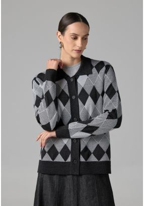 Long Sleeves Knitted Lurex Cardigan