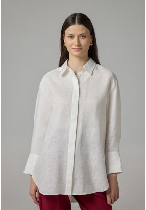 Long Sleeve High-Low Linen Shirt