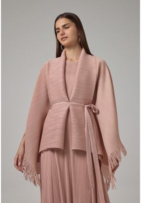 Solid Fringe Hem Cape