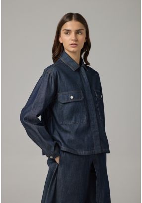 Solid Front Pockets Denim Jacket