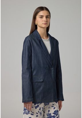 Notched Collar Denim Jacket