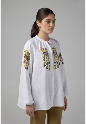 Floral Embroidered Linen Shirt