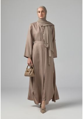 Single Tone Long Sleeve Abaya With Hijab (2Pcs)