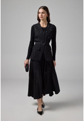 Solid Flared Crinkled Skirt 