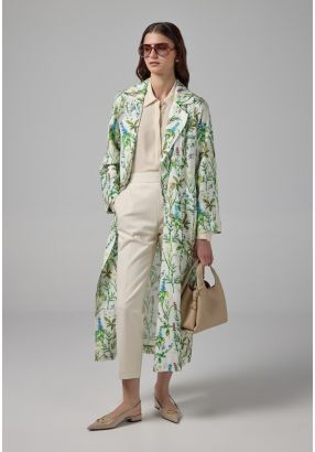Floral Printed Belted Trench Coat
