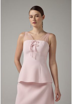 Solid Tulle Bow-Detail Sleeveless Top