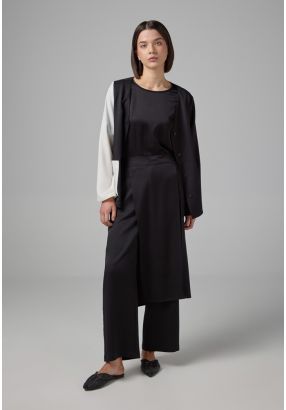 Solid Crinkled Overlay Trousers