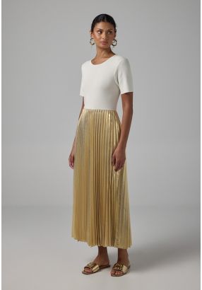 Metallic Pleated Knitted Dress