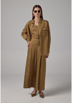 Wide Leg Pleated Trousers