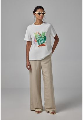 Elastic Waist Wide Leg Trousers