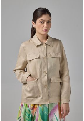 Front Flap Pocket Linen Jacket