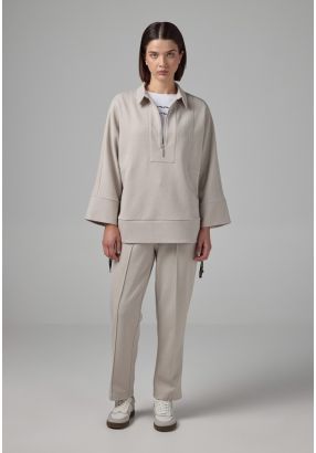 Pin Tuck At Front Monogram Trousers