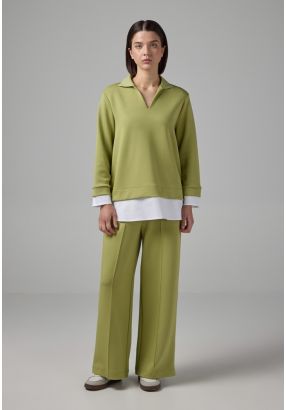 Elasticated Waistband Solid Trousers