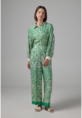 Printed Wide Leg Straight Cut Trousers