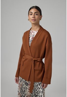Solid Knitted Belted Cardigan