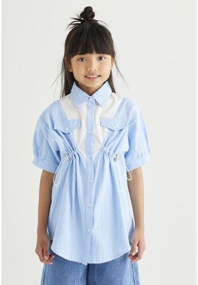 Striped Drawstring Waist Shirt