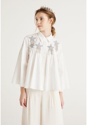 Gathered Bodice Embellished Blouse