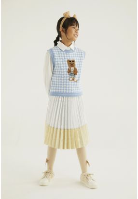 Two Toned Metallic Pleated Skirt