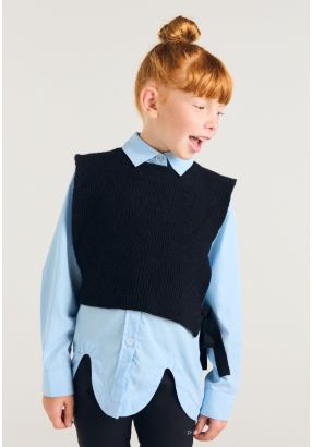 Knitted Vest Shirt Combo (2PCS)