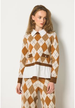 Knitted Argyle Sweater 