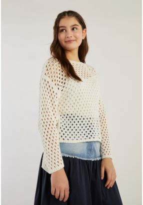 Knitted Crochet Long Sleeves Top