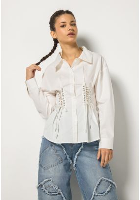 Tie Corset Waist Shirt