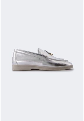 Metallic Genuine Leather Loafers