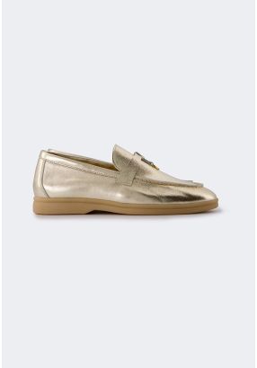 Metallic Genuine Leather Loafers