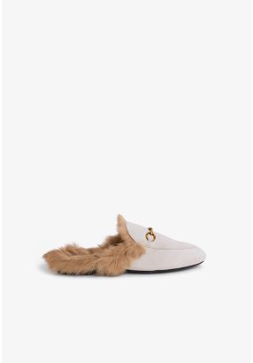 Faux Fur Embellished Mules