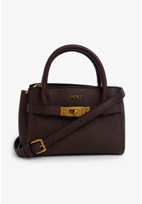 Solid Metallic Turnlock Handbag