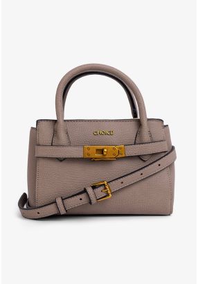 Solid Metallic Turnlock Handbag