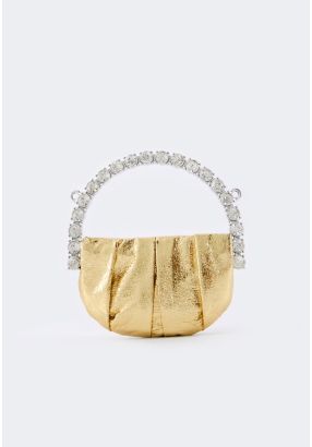 Crystal Embellished Metallic Handbag