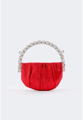 Crystal Embellished Metallic Handbag