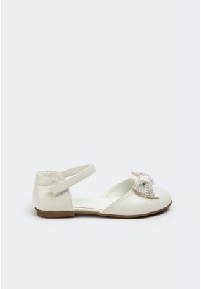 Crystal Bow Flat Strap Shoes
