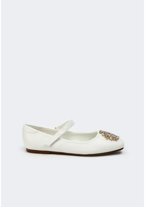 Crystal Embellished Toe Flat Strap Shoes