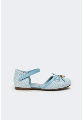 Tweed Flat Ankle Strap Shoes