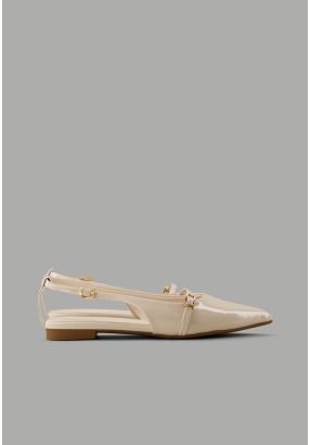 Glossy Strap Sling Back Flats